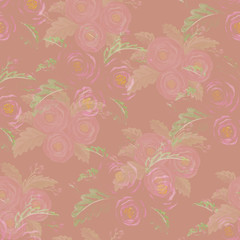 Pink seamless pattern with roses