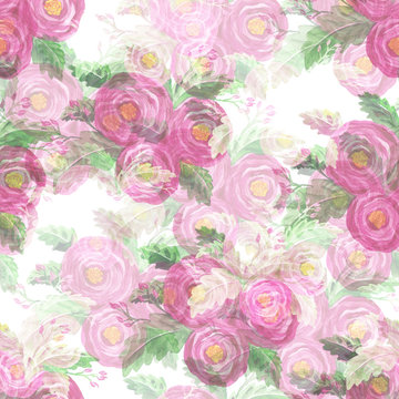 Pink seamless pattern with roses