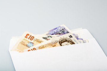 British Banknotes in an Envelope