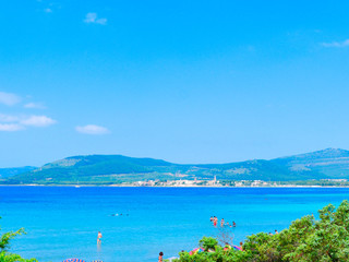 View of the beautiful sea and Fertilia in the background. The municipality of Alghero.