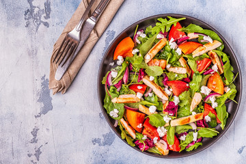 Fresh salad with chicken breast.