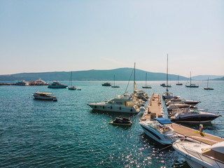 Fototapeta premium yachts in dock of montenegro port.