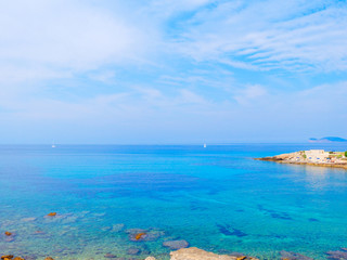 Fototapeta na wymiar View of the sea and a part of the coast in Alghero. Sardinia, Italy.