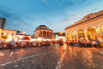 Monastiraki Square in Athens Greece at night (Long Exposure)