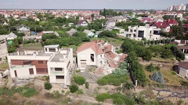 Aerial view of the consequences of the landslide in Chernomorsk, Ukraine