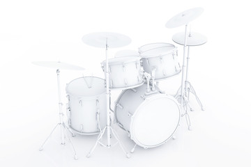 Fototapeta na wymiar Professional Rock Drum Kit in Clay Style. 3d Rendering