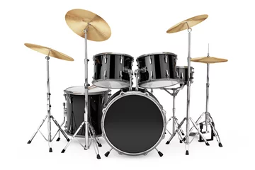 Fotobehang Professional Rock Black Drum Kit. 3d Rendering © doomu