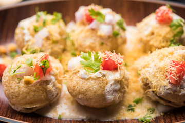 Dahi Puri chat is an indian road side snack item which is especially popular in the state of Maharashtra, India