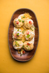 Dahi Puri chat is an indian road side snack item which is especially popular in the state of Maharashtra, India
