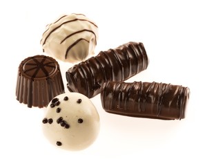 Assorted Dark, Milk and White Chocolate Candies / Pralines