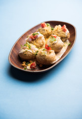 Dahi Puri chat is an indian road side snack item which is especially popular in the state of Maharashtra, India