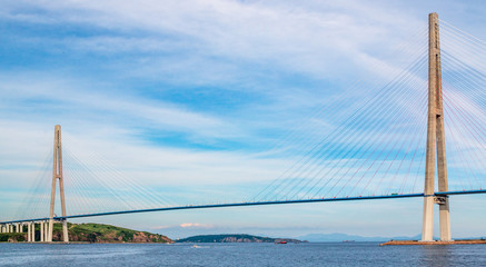 The Russky or Russian bridge to Russky Island is in Vladivostok provides communication with the mainland for university facilities, oceanarium and settlement
