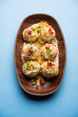 Dahi Puri chat is an indian road side snack item which is especially popular in the state of Maharashtra, India
