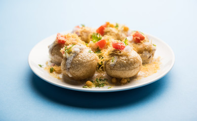 Dahi Puri chat is an indian road side snack item which is especially popular in the state of Maharashtra, India