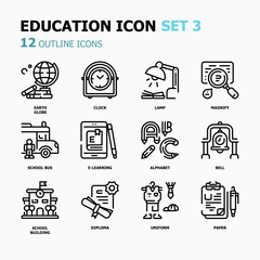 Education Outline icons.Back to school Concept Thin line icons.