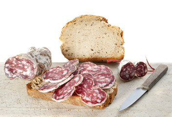 round loaf and saucisson