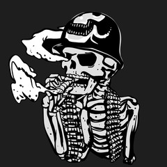 Military skeleton illustration - Soldier skull 