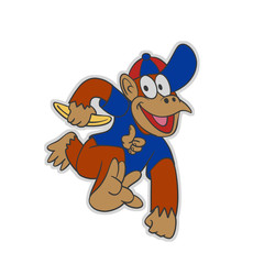 Monkey running cartoon illustration