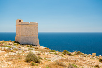 Fototapeta na wymiar Malta, Tal-Ħamrija Coastal Tower