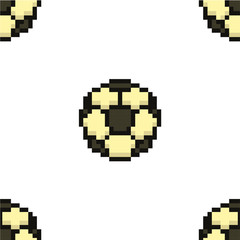 Football seamless pattern, tile soccerball pixel art cartoon retro game style