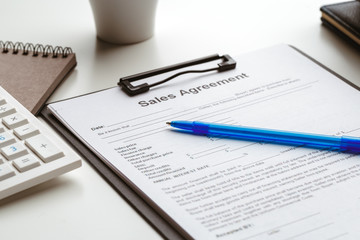 contract form, selling and buying home or condo concept