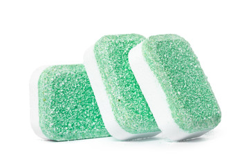 Dishwasher tablets on a white background isolate