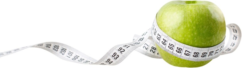 Apple with a measuring tape - weight loss concept