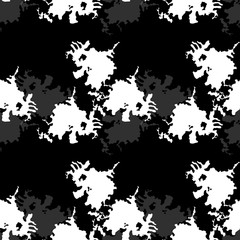 Obraz premium UFO military camouflage seamless pattern in black, grey and white colors