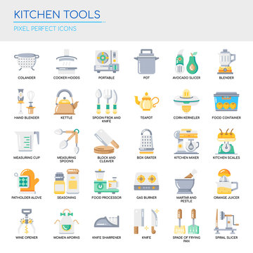 Kitchen Tools , Thin Line and Pixel Perfect Icons.
