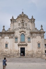 Fototapeta premium External façade of the Church of San Francesco d'Assisi in Matera, Itay, built almost completely in 1670 in Baroque style