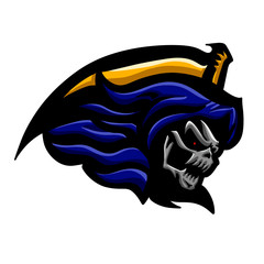 Yelow blue Grim Reaper Vector logo