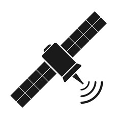 Simple, flat, black silhouette satellite icon. Isolated on white