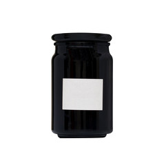 big black bottle with empty label isolated on white