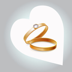 illustration of two gold wedding rings 