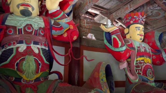 Pyongyang, North Korea - Meohan Mountains. A walk through the Buddhist temple of Bohyong