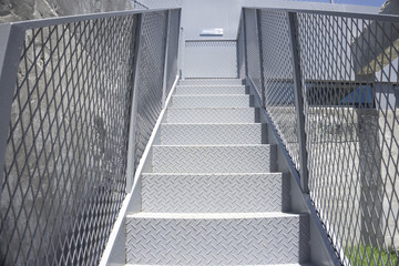 Outdoor iron Staircase With Stainless Steel Handrail, Iron stairs with railing