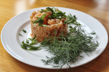 Rice in Hungarian style with paprika
