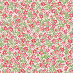 Fototapeta premium seamless pattern watercolor illustration, curly red flowers Clematis on green blue claret background. Illustration for printing on fabric, 