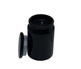 top view to big black candle with cap isolated on white background