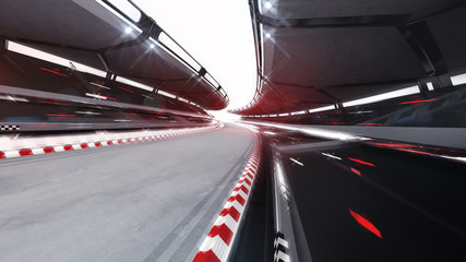 illuminated race track road with speed motin blur