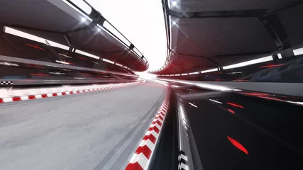 Fotobehang Motorsport verlichte racebaanweg met snelheidsmotin-onscherpte