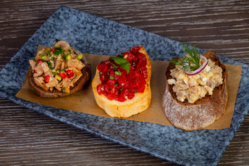 Delicious assorted bruschette