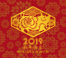 Chinese traditional Happy New Year Day. Chinese characters mean Happy New Year