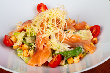 Tasty salmon ceasar sald