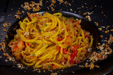 Spaghetti with crab meat