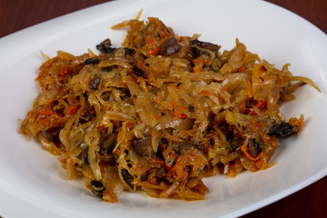 Cabbage with mushrooms
