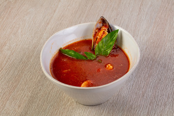 Tomato seafood soup