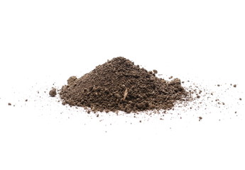 Dirt pile isolated on white background, with clipping path, side view