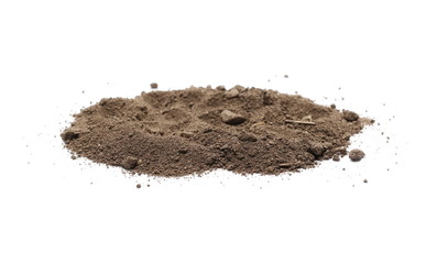 Dirt pile isolated on white background, with clipping path, side view
