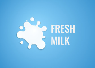 Milk Logo with White Splash of Milk. Vector Emblem Illustration for Dairy Farm with Natural Fresh Product.